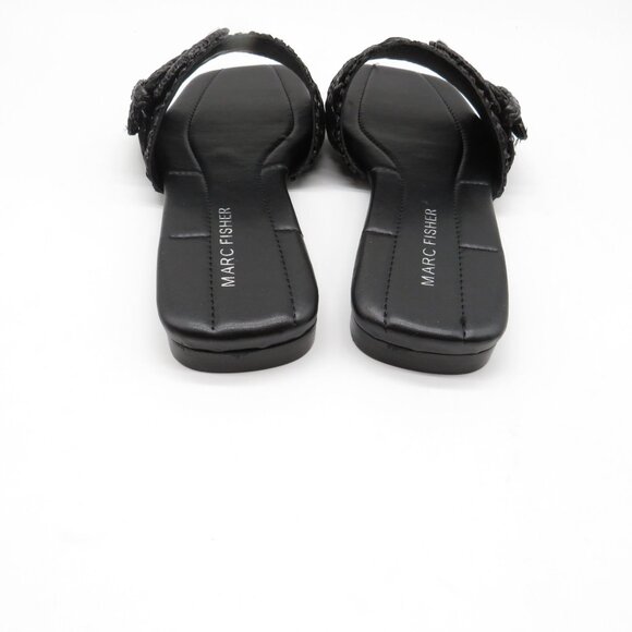 Marc Fisher Womens Black Loree Raffia Buckle Slide Sandals 5.5 NEW - Picture 6 of 8